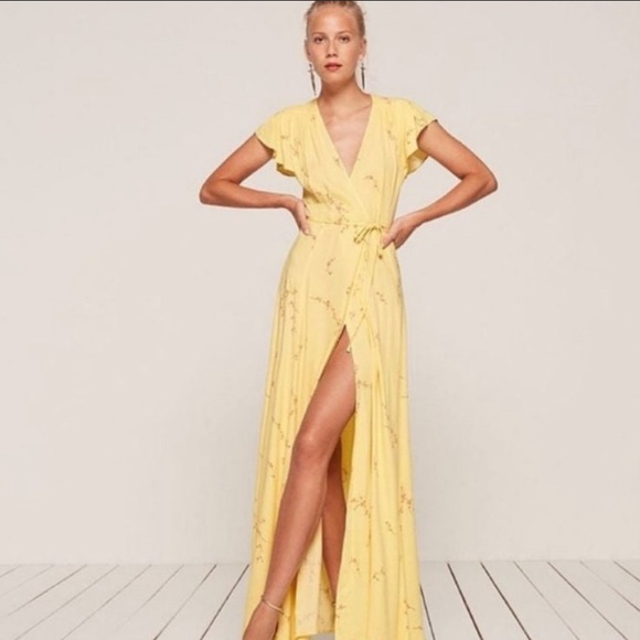 Reformation Dresses & Skirts - Reformation Sparrow Maxi Wrap Dress Sm yellow
